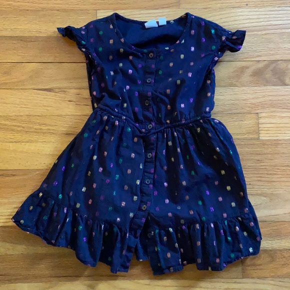 Navy Sparkle Dot Shirt Dress - Picture 1 of 8